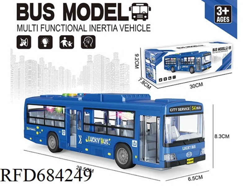 ACOUSTO-OPTIC INERTIA EARLY EDUCATION TOY BUS (BLUE)