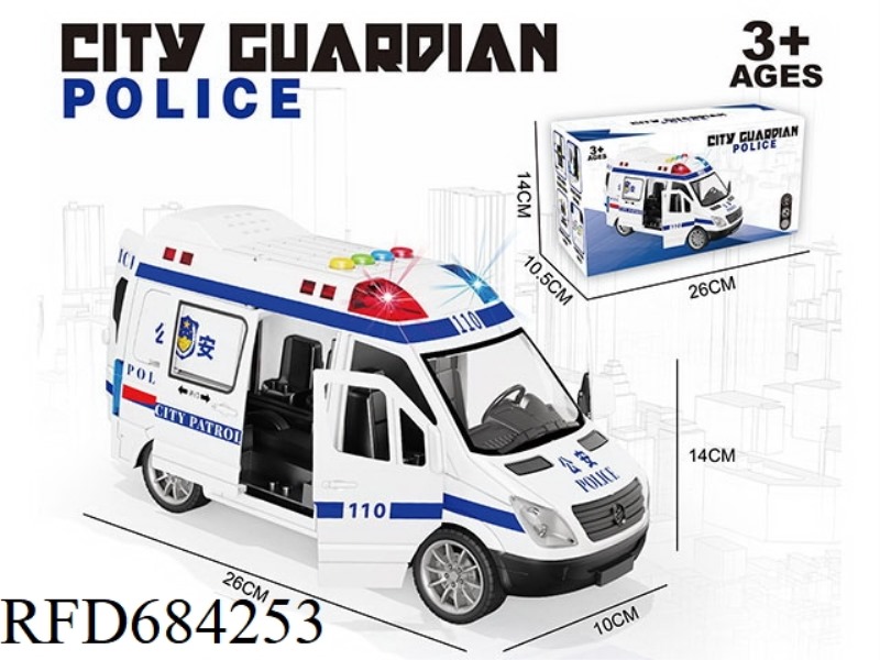 LARGE ACOUSTO-OPTIC INERTIA EARLY EDUCATION TOY POLICE CAR