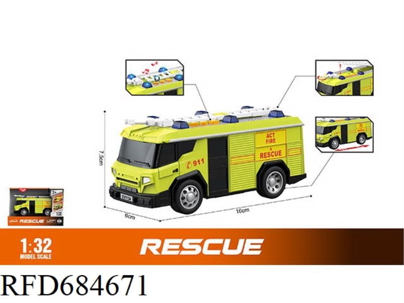 1: 32 INERTIA SOUND AND LIGHT EUROPEAN VERSION FIRE TRUCK (SOUND, LIGHT)