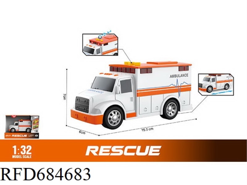1: 32 INERTIAL SOUND AND LIGHT GERMAN VERSION AMBULANCE (SOUND, LIGHT)