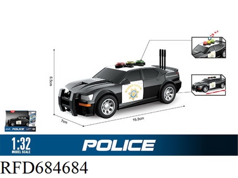 1: 32 INERTIAL SOUND AND LIGHT AMERICAN TRAFFIC POLICE VEHICLE (SOUND, LIGHT)