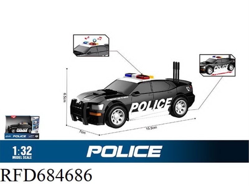 1: 32 INERTIAL SOUND AND LIGHT AMERICAN POLICE CAR (SOUND, LIGHT)