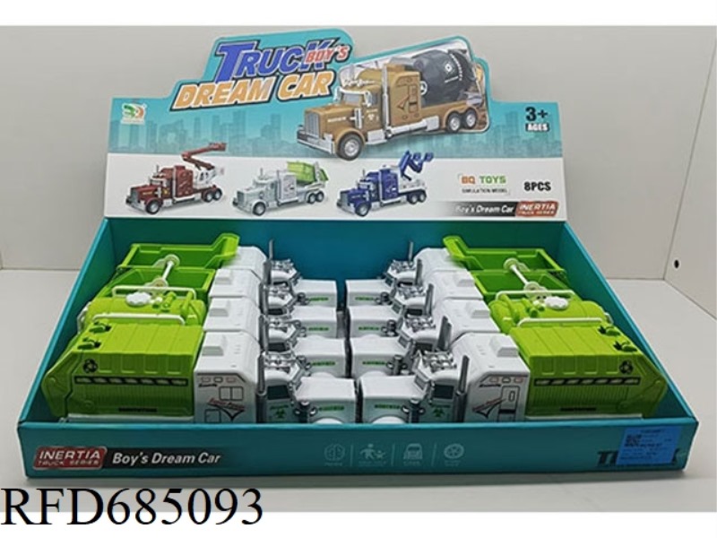 INERTIAL AMERICAN-STYLE HEAD SANITATION VEHICLE 8 PIECES/DISPLAY BOX