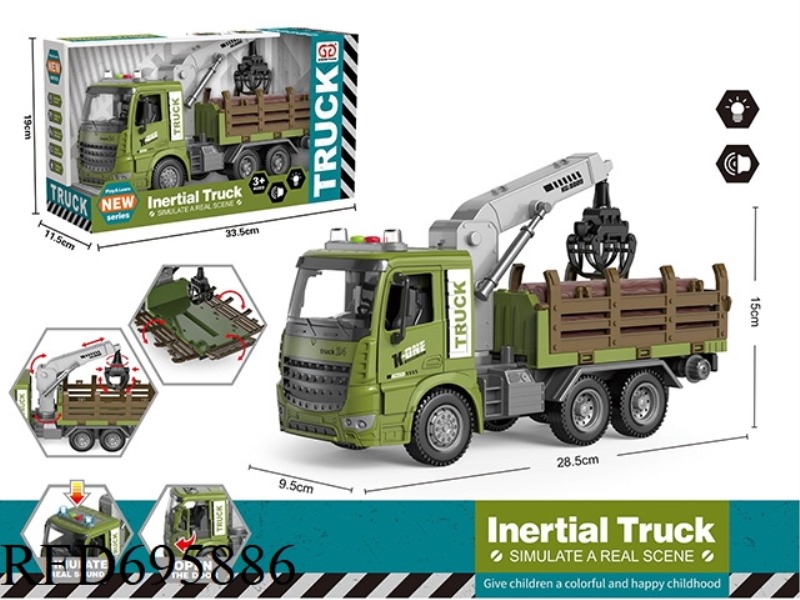 INERTIAL SOUND AND LIGHT DOOR OPENING WOODEN STRIP TRANSPORT VEHICLE (GRASS GREEN)