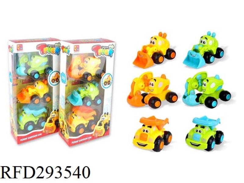 HYDRAULIC CARTOON TRUCK /3 PCS (MIXED COLOR)