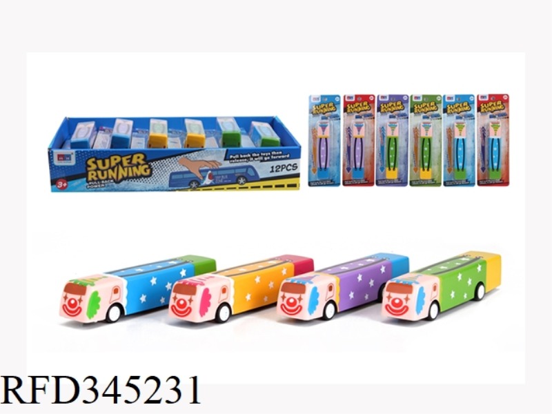 PULL BACK CLOWN CAR 12PCS