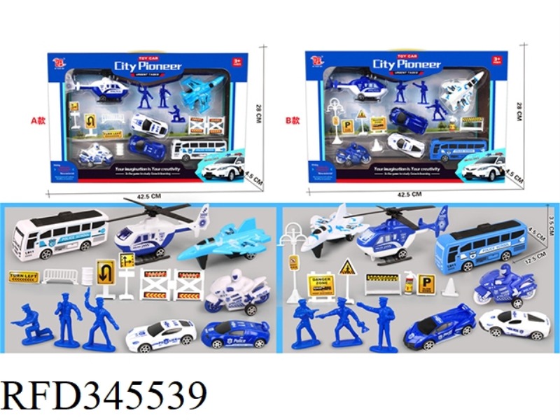 POLICE MINIBUS + CAR MODEL (PULL BACK)