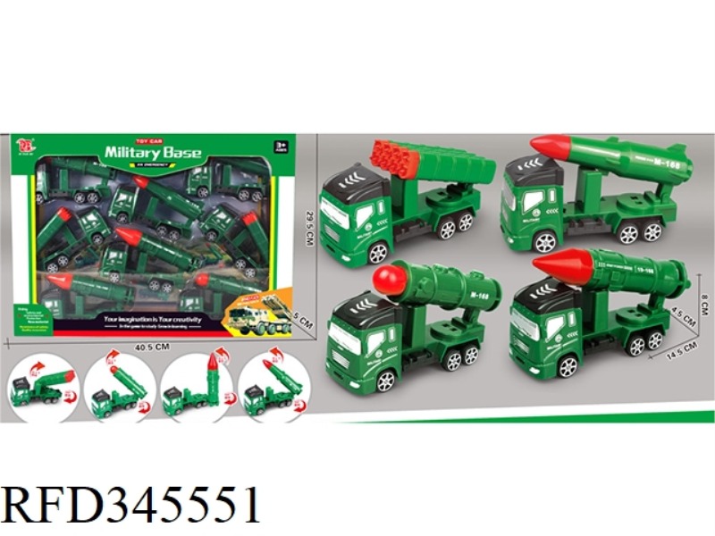 8 LARGE MILITARY VEHICLES (PULL BACK)