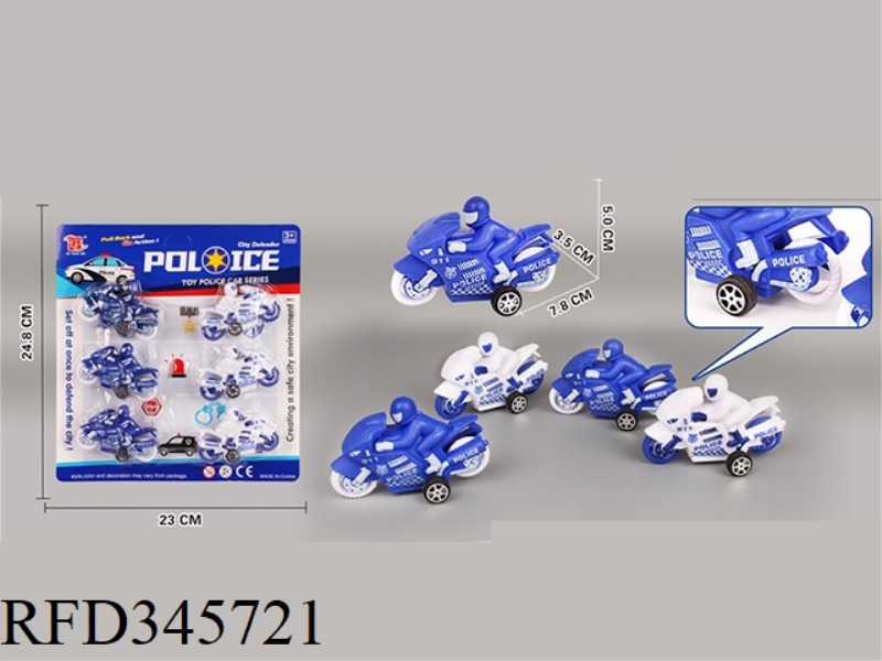 6 POLICE MOTORCYCLES (PULL BACK)
