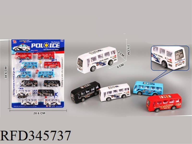 12 POLICE BUSES (PULL BACK)