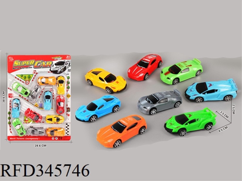 12 SOLID COLOR CAR MODELS (PULL BACK)