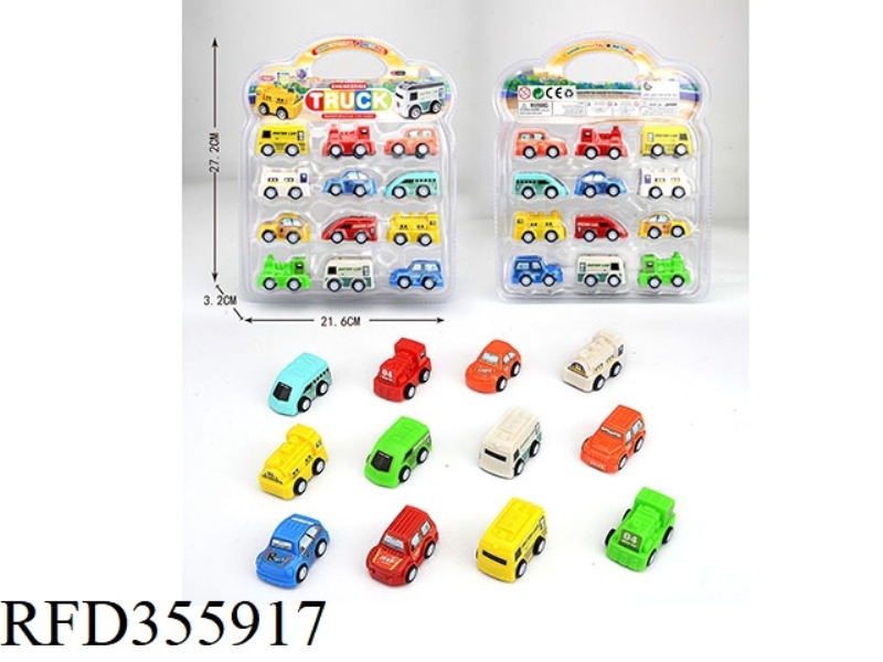 12 PULL BACK CARTOON CARS