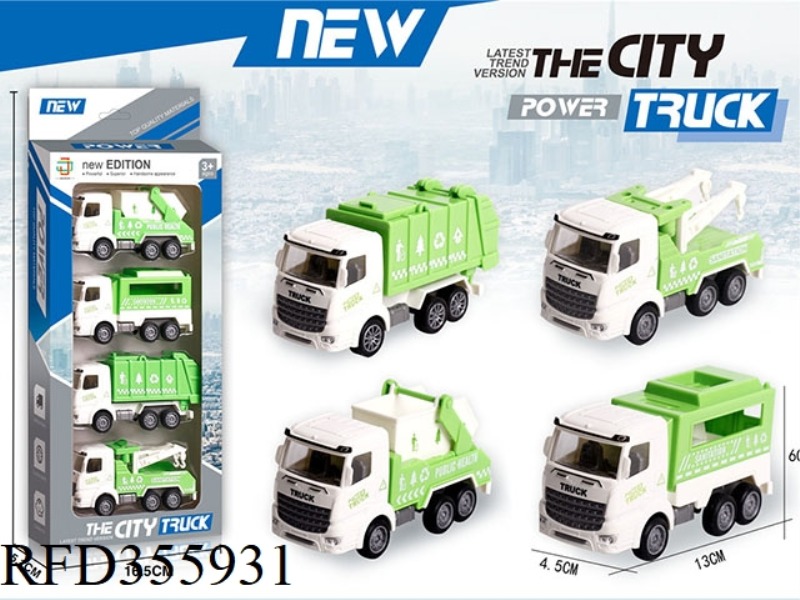 PULL BACK SANITATION VEHICLE (4 TYPES MIXED)