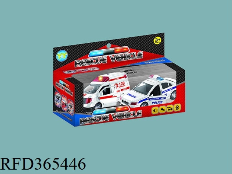 PULL BACK (POLICE CAR + AMBULANCE) 2PCS