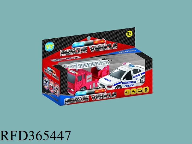 LOAD BACK FORCE (POLICE CAR + FIRE TRUCK) 2PCS