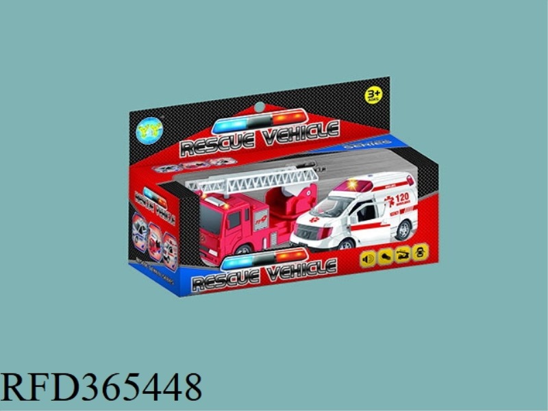 PULL BACK (AMBULANCE + FIRE TRUCK) 2PCS