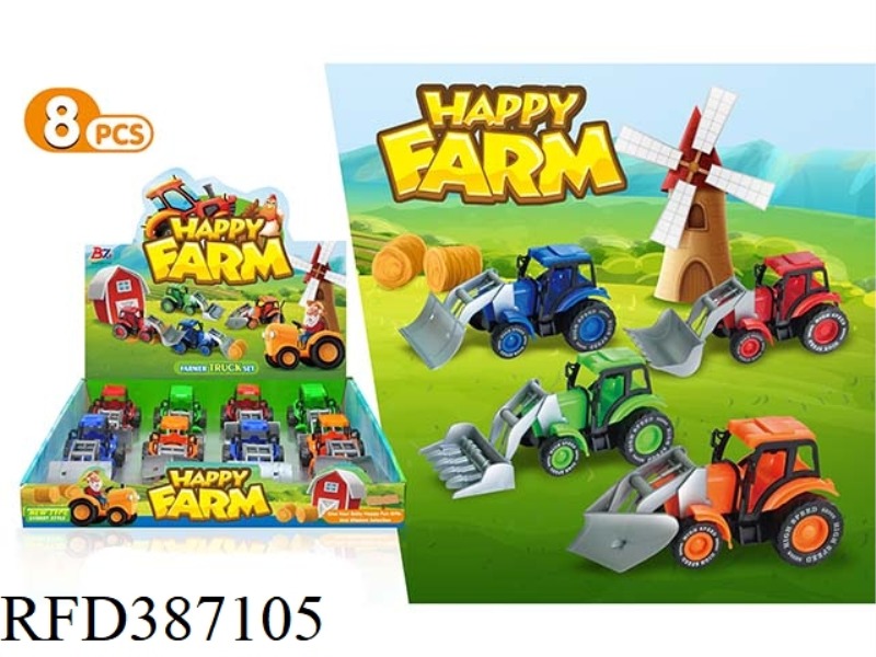 PULL BACK FARMER ENGINEERING VEHICLE/8PCS