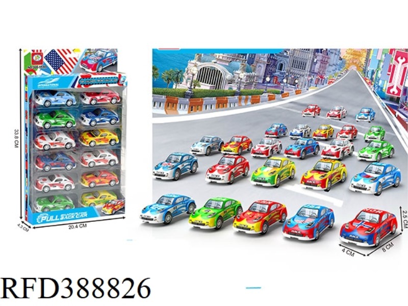 24 PULL BACK NATIONAL FLAG CARS