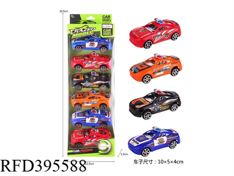 PULL BACK POLICE CAR (6PCS)