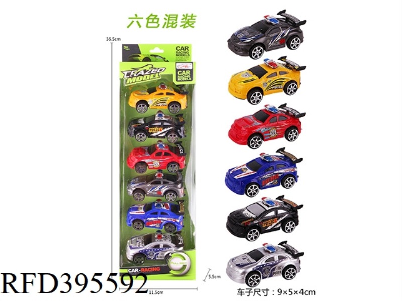 PULL BACK POLICE CAR (6PCS)