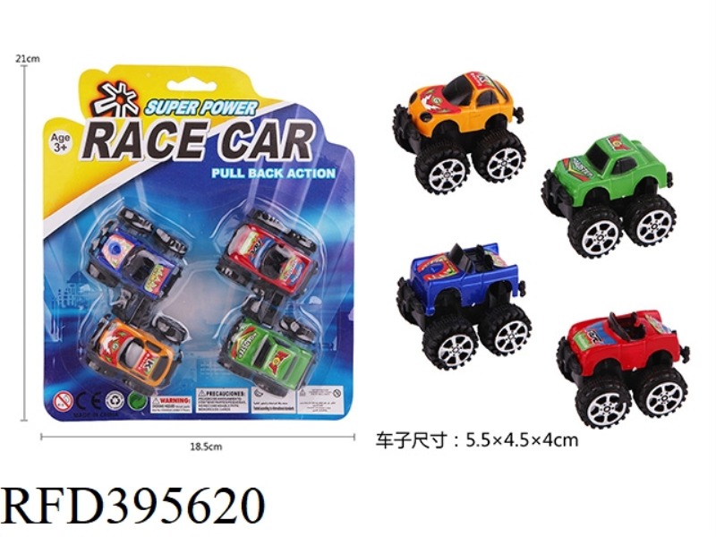 PULL BACK OFF-ROAD CAR (4PCS)