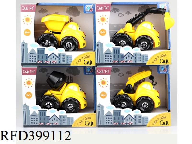 ABS PULL BACK CARTOON ENGINEERING VEHICLE