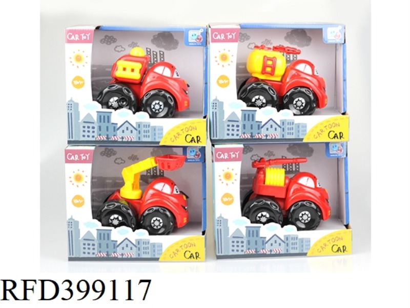 ABS PULL BACK CARTOON FIRE TRUCK