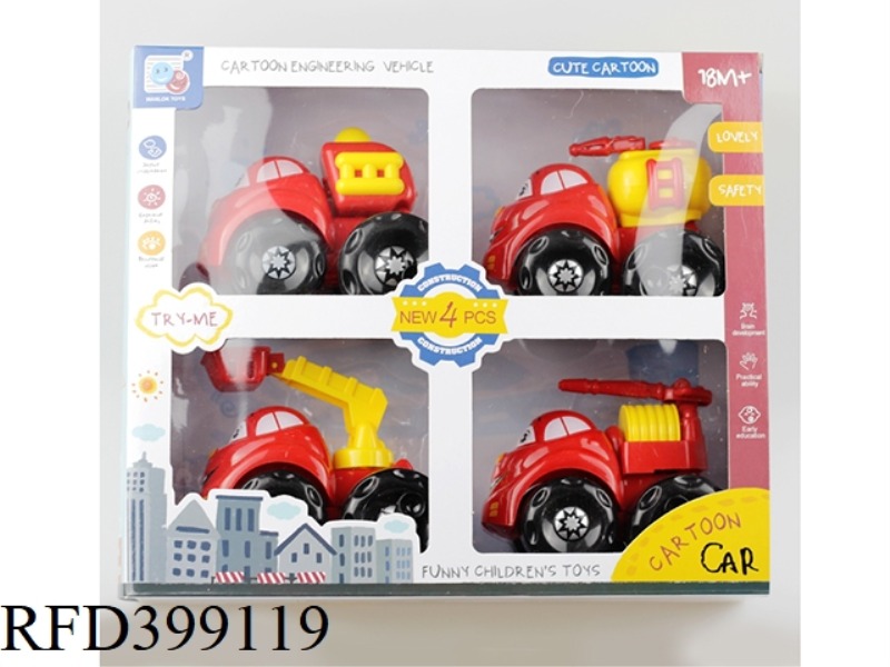 ABS PULL BACK CARTOON FIRE TRUCK