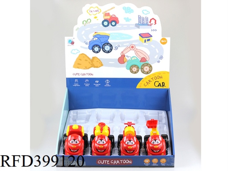 ABS PULL BACK CARTOON FIRE TRUCK 12PCS