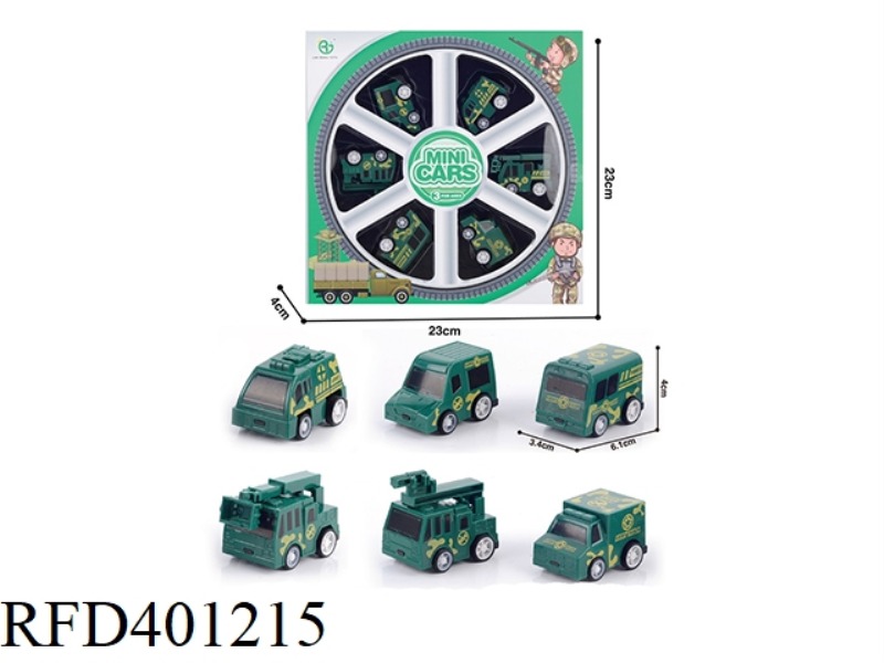 6 PULL BACK MILITARY CARS, SINGLE MODEL