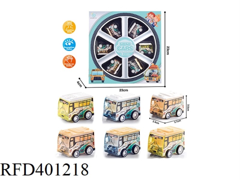 6 PULL BACK BUSES, SINGLE
