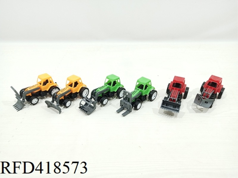 PULL BACK ENGINEERING VEHICLE (3 COLORS AND 6 TYPES MIXED)