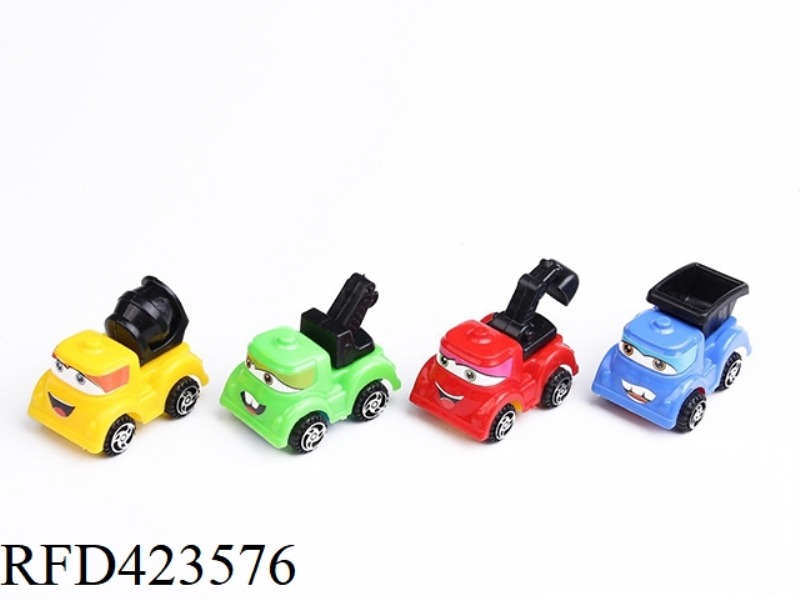 4 4-COLOR PULL BACK ENGINEERING VEHICLES