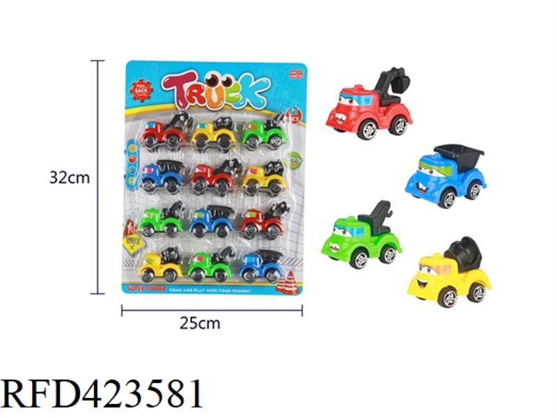 4 4-COLOR PULL BACK ENGINEERING VEHICLES