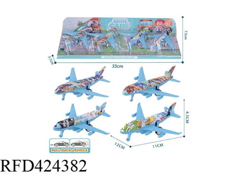 4 PULL BACK GRAFFITI PLANES
