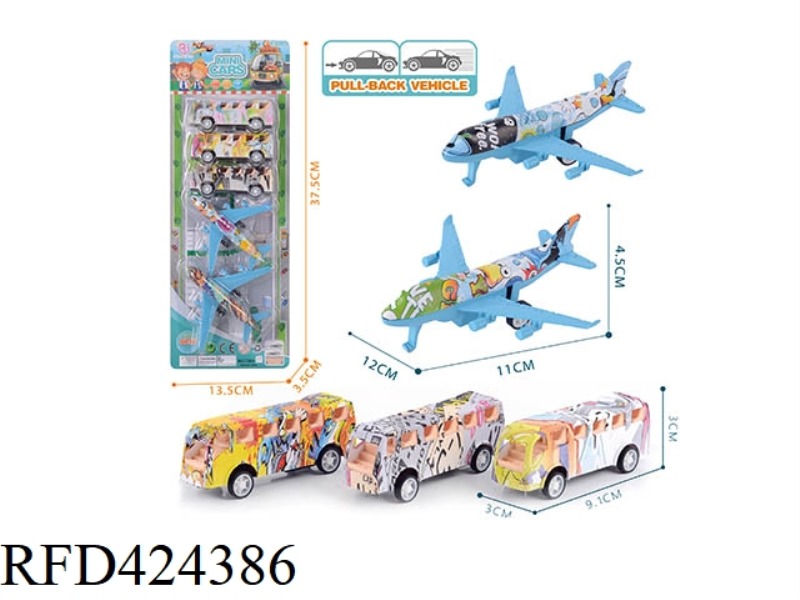 5 PULL BACK GRAFFITI BUS PLANES