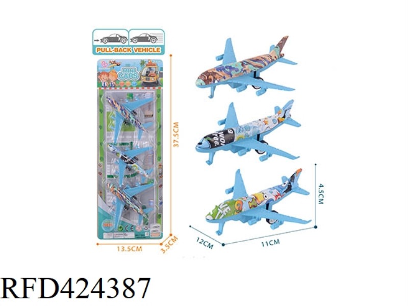 PULL BACK GRAFFITI PLANE, 3PCS