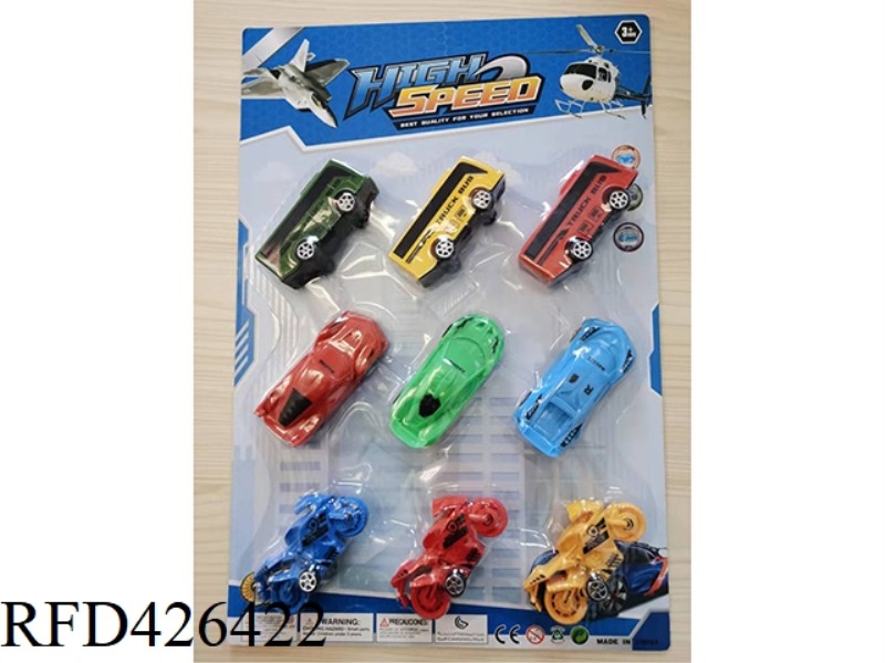 PULL BACK BUS, MOTORCYCLE, CAR SET
