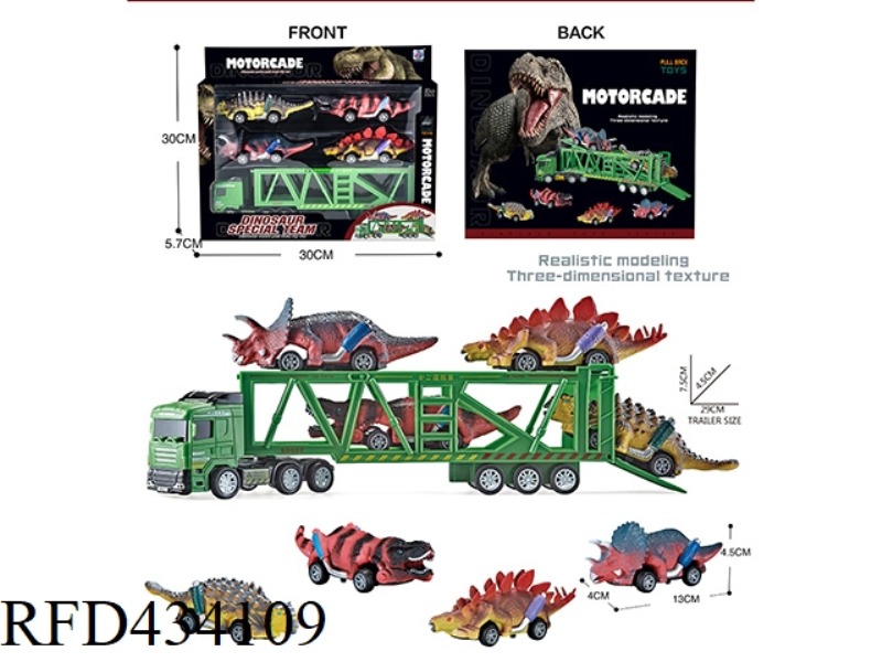 1 SLIDING TRANSPORT VEHICLE + 4 RETURN DINO VEHICLES