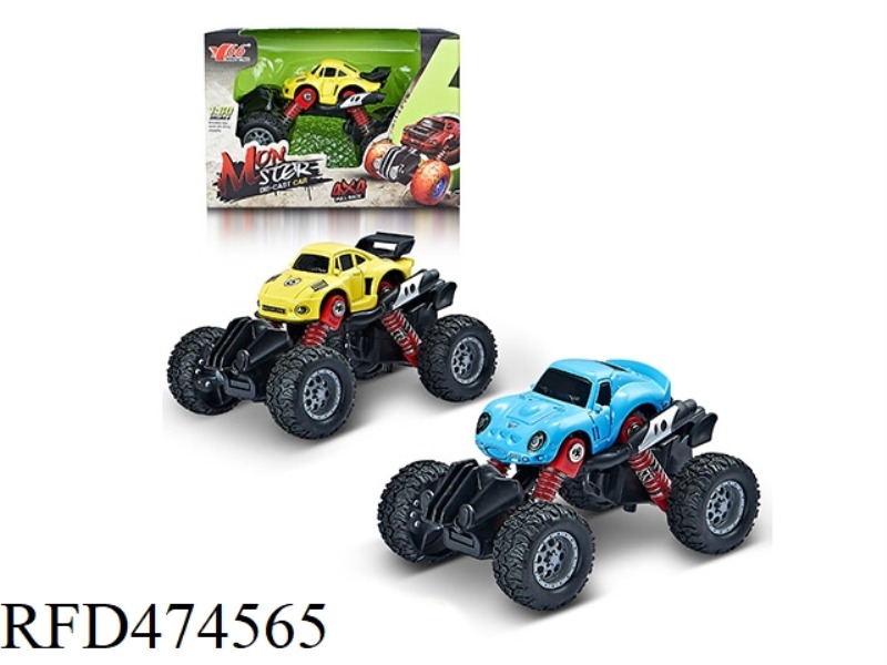 1: 60Q VERSION OF ALLOY PULL BACK WITH SPRING SHOCK ABSORBER SIMULATION CLIMBING BIG WHEEL (PORSCHE)