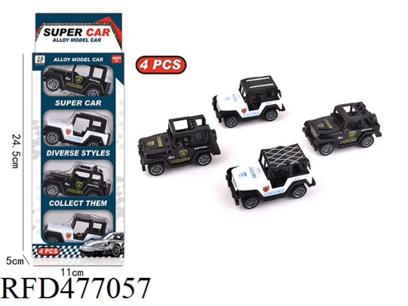 PULL BACK ALLOY OFF-ROAD WRANGLER JEEP POLICE CAR