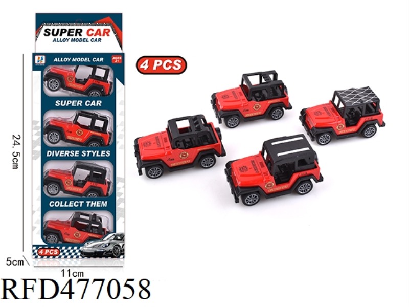 PULL BACK ALLOY OFF-ROAD WRANGLER JEEP FIRE TRUCK