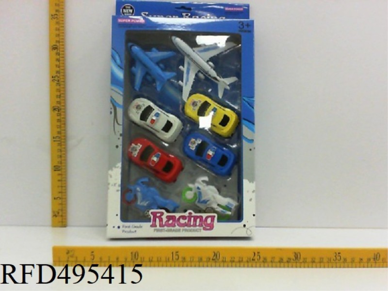 RETURN FORCE ASSEMBLED AIRCRAFT + POLICE MOTORCYCLE + POLICE CAR
