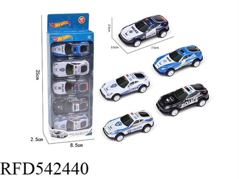 FIVE BOOMERANG POLICE CARS