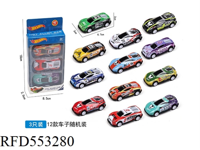 WARRIOR TIN RACING CAR (3 PACK)