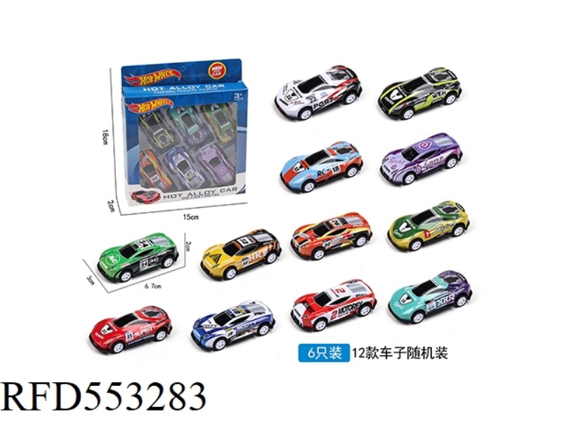 WARRIOR TIN RACING CAR (6 PACK)
