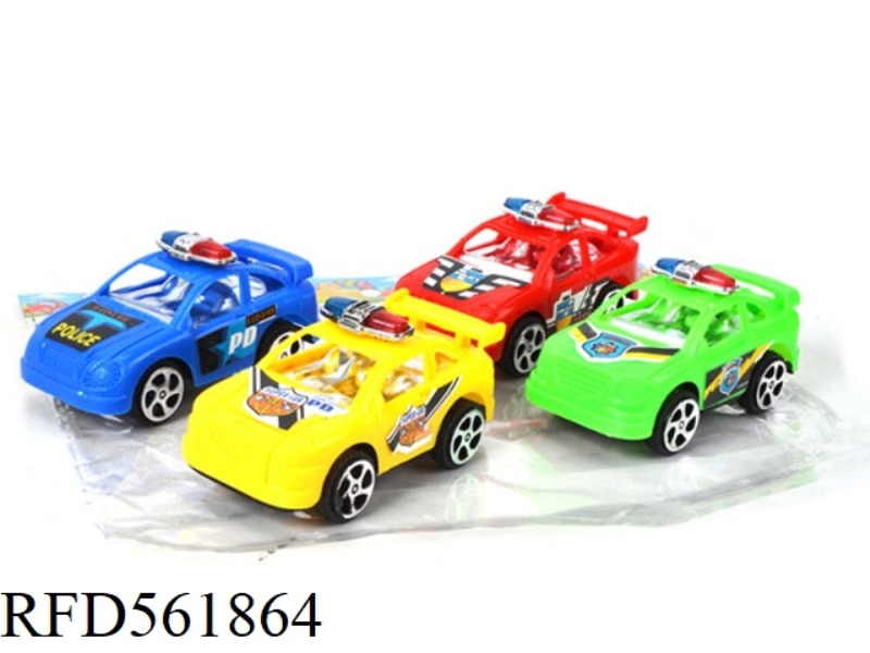 FOUR PULL-BACK POLICE CARS