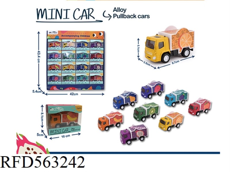 CARTOON ALLOY RETURN FRUIT COGNITIVE LEARNING CAR (16PCS)