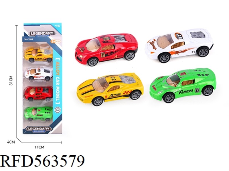 ALLOY PULL-BACK SPORTS CAR (4PCS)