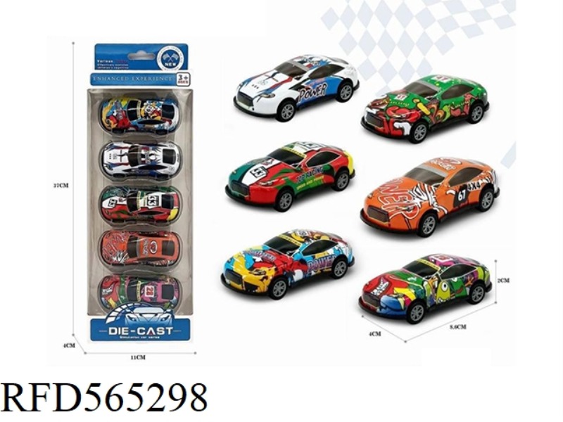 JAI SPORTS CAR GRAFFITI TIN CAR 8.6 CM 5 ONLY